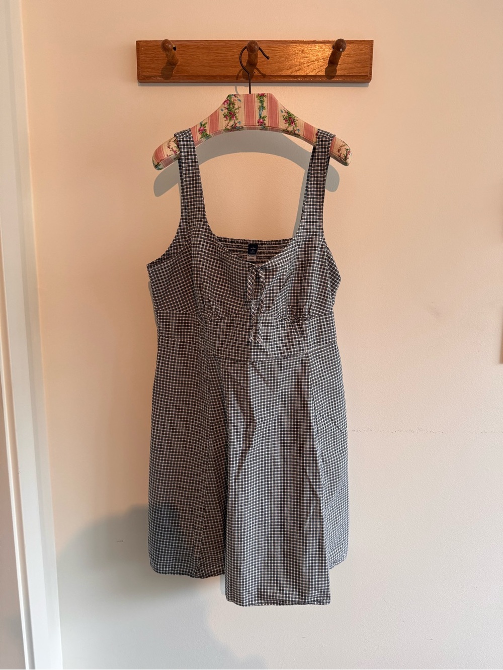 Old Navy Black White Gingham Fit & Flare Mini Dress L Petite